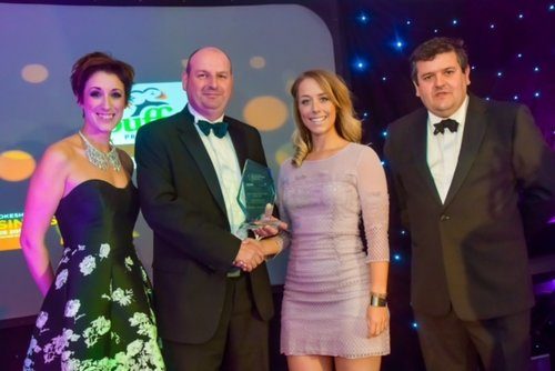 Puffin Produce's Megan collecting 'Agricultural Business of the Year 2017' award.